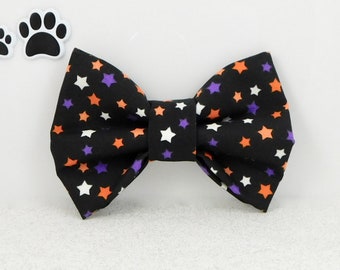 Midnight Stars Dog Bow Tie / Midnight Stars Cat Bow Tie / Dog Bow with Stars / Halloween Dog or Cat Bow / Dog Lover Gift