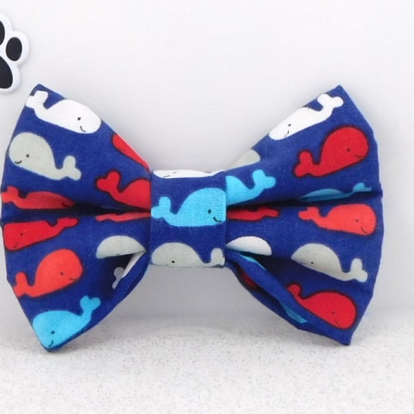 Dog Bow Tie / Whale Bow Tie / Summer Dog Bow Tie / Cat Whale Bow Tie / Ocean Cat Bow Tie / Bow Tie for Dog Collar