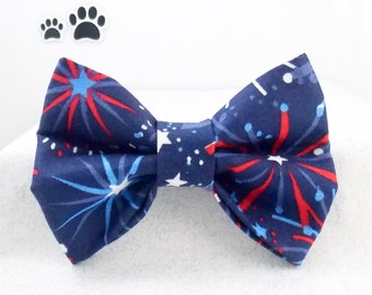 4th of july dog bow tie