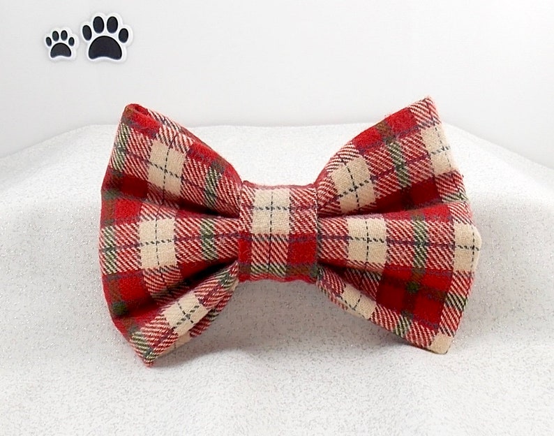 Christmas Cat Bow Tie Red Green Dog Bow Tie Plaid Cat Bow Tie Flannel Plaid Dog Bow Tie Plaid Dog Bow Tie