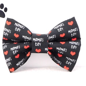 Mama's Boy Dog Bow Tie / Dog Bow Tie with Red Hearts / Dog Bow for Valentine's Day