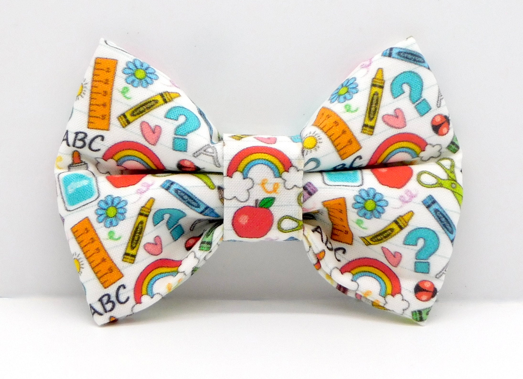 Back to School Dog or Cat Bow Tie / School Days Pet Bow in Sizes Small to Extra Large / Dog Stocking Stuffer Gift / New Puppy Bow Tie Gift