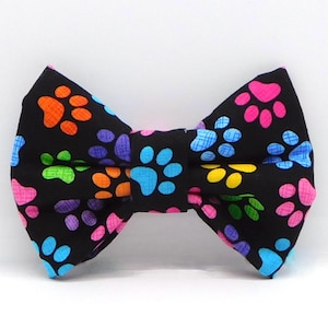 Cute Dog or Cat Bow with Bright Rainbow Paws / Dog Lover Gift / Dog Outfit Bow Tie / Shareable Content Social Media Pet Bow / Stylish Dapper