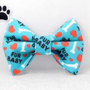 Fur Baby Dog or Cat Bow Tie / Dog and Cat Bow with Red Hearts and White bones / New Adopted Dog Gift