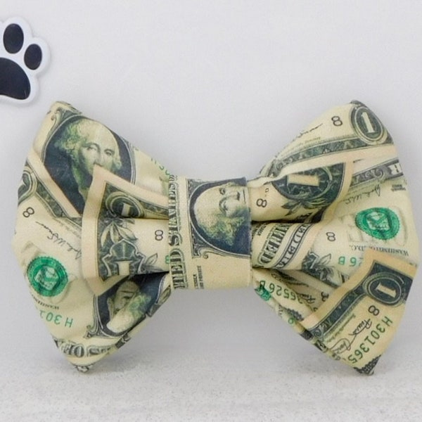 Dog Bow Tie with Money / Dollar Bill Dog Bow / Cat Bow Tie with Money