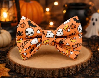 Collier d'Halloween pour chien et chat, nœud papillon, crânes, fantômes, bonbons de maïs, cadeau pour amoureux des chiens