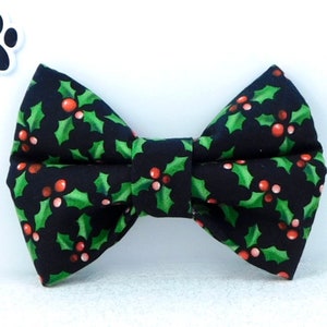 Christmas Holly Dog Bow / Christmas Holly Bow for Cats