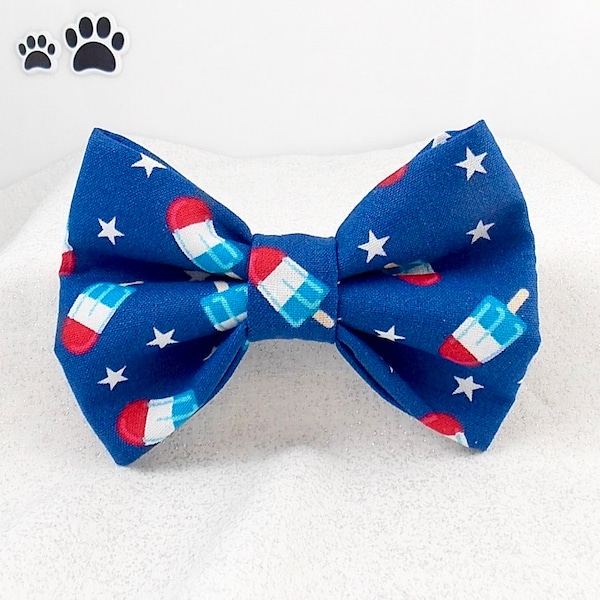 4th of July Dog Bow Tie, Popsicle Dog Bow Tie, July 4th Dog Bow Tie, Stars Dog Bow Tie, Independence Day Dog Bow Tie