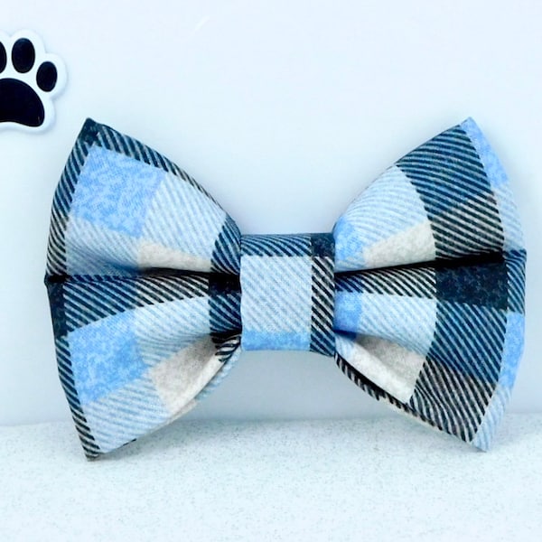 Blue Plaid Dog Bow Tie, Blue Plaid Cat Bow Tie, Plaid Dog Bow Tie, Plaid Cat Bow Tie