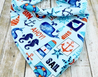 Last One! Summer Beach Dog Bandana / Ocean Themed Dog Bandana / Dog Bandana Summer Size Large