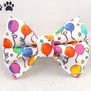 Birthday Party Balloons Bow Tie Dog Collar Small to Extra Large, Pet Gifts