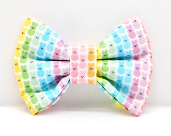 Easter Extra Teeny Tiny Bunny Dog Bow / Dog Bow Tie with Rainbow Bunnies / Easter Bunny Cat Bow Tie