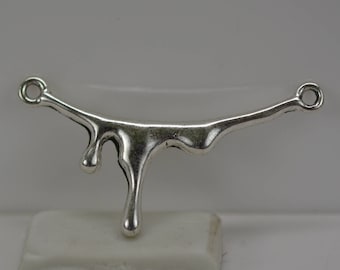 Silver Dripping Blood Connector Charm, Halloween Jewelry (Set of 2)