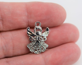 W09 50 PCs Charm Pendants Angel Silver Tone 24mmx13mm 1"x4/8" W09 50 PCs Charm Pendants Angel Silver Tone 24mmx13mm 1"x4/8"