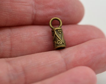 10 or 100 Cord Ends 2mm Terminators Bronze
