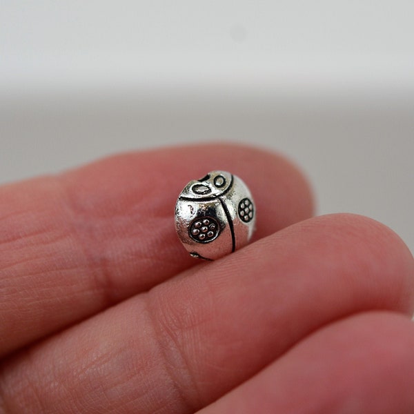 Lady Bug Spacer Bead, Lady Bug Bead, Insect Spacer Bead, Set of 10 Lady Bug Spacer Beads