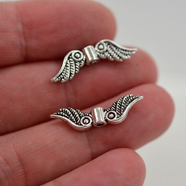 Angel Wing Spacer Bead, Celestial Wing Spacer Bead, Wing Spacer Bead, Set of 10 Spacer Beads
