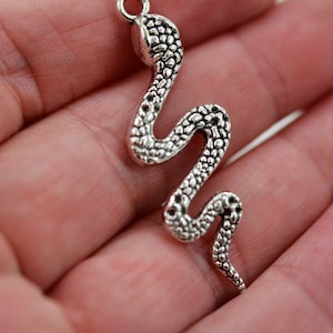 Silver Snake Pendant: Zinc Alloy Serpent Charm