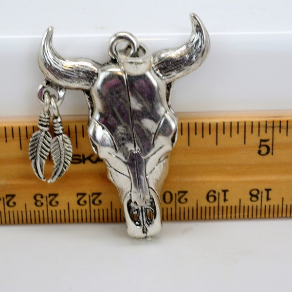 Cow Skull Pendant, Large Skull Pendant, Steer Skull Pendant, Bull Head Pendant