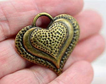 Sterling Silver Triple Heart Pendant 19mm 18K Rose Gold Plated 24K Gold Plated
