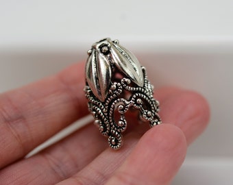 Victorian Style Antique Silver Bead Cap: DIY Tassel Caps (Set of 2)