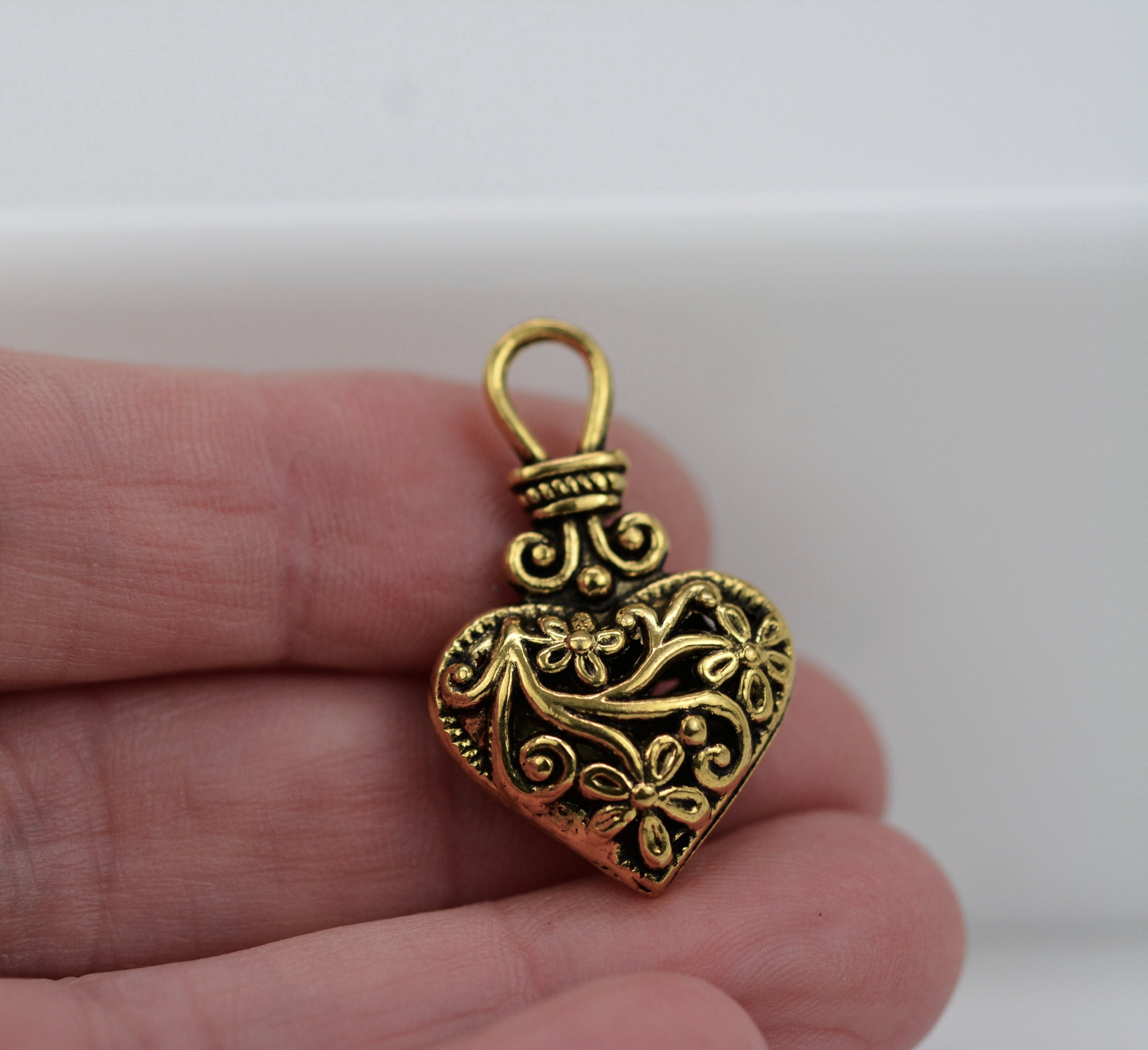 Puffy Heart Pendant Puffy Heart Charm Victorian Heart Etsy