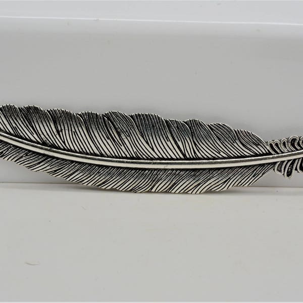 Large Feather Pendant, Large Feather Charm, Metal Feather Pendant, Metal Feather Charm