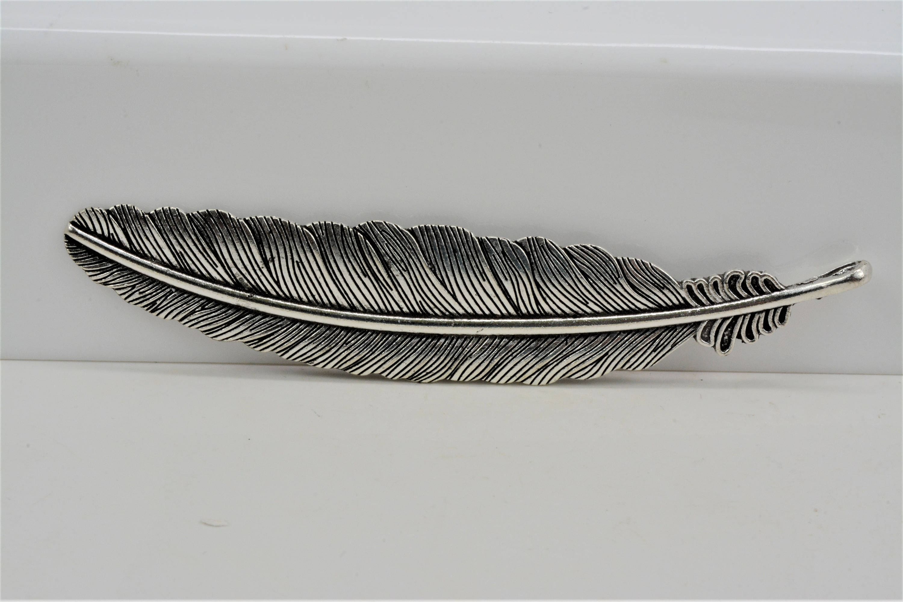 Large Feather Pendant, Large Feather Charm, Metal Feather Large Feather Pendant, Large Feather Charm, Metal Feather