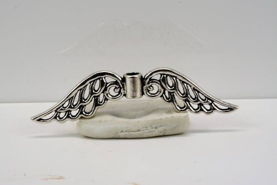 Large Angel Wing Zinc Alloy Spacer Bead: Celestial Pendant (2 1/8" Wide)