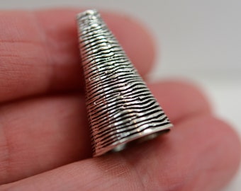 Large Silver Bead Cone Cap: Tassel End Findings, Set of 4