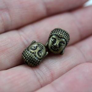 Buddha Head Beads, Buddhist Beads, Top Drilled Buddha Beads, Set of 5 Buddha Beads