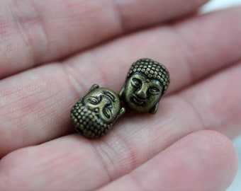 Buddha Head Beads, Buddhist Beads, Top Drilled Buddha Beads, Set of 5 Buddha Beads