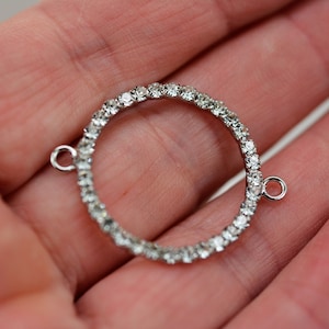 Conector circular de diamantes de imitación: componente de joyería de aleación de zinc.