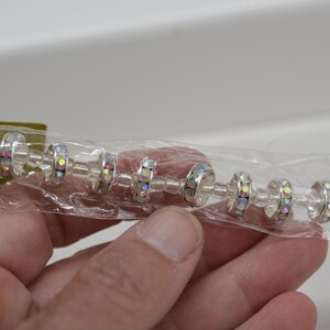Rondeles de diamantes de imitación de cristal plateado, 4 x 10 mm