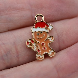 Gingerbread Man Charm, Christmas Gingerbread Charm, Christmas Charm, Holiday Charm, set of 5 Gingerbread Charms