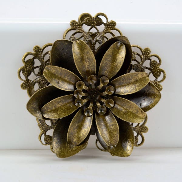 Metal Flower, Large Metal Flower, Flower Cabochon, Flower Finding, Flower Connector