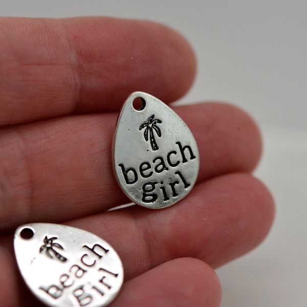 Beach Girl Charm, Summer Beach Charm, Beach Vacation Charm, set of 2 charms