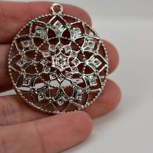Filigree Round Pendant, Round Filigree Flower Pendant, Large Round Pendant