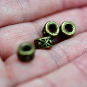 Spacer Beads, Antique Bronze Spacer Beads, Cylinder Spacer Beads, 10 Spacer Beads