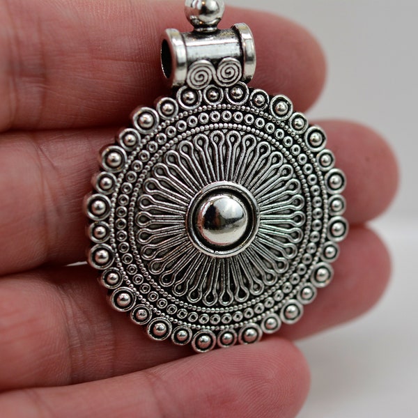 Boho Chic Pendant, Circle Pendant, Large Hole Pendant, Small Circle Pendant