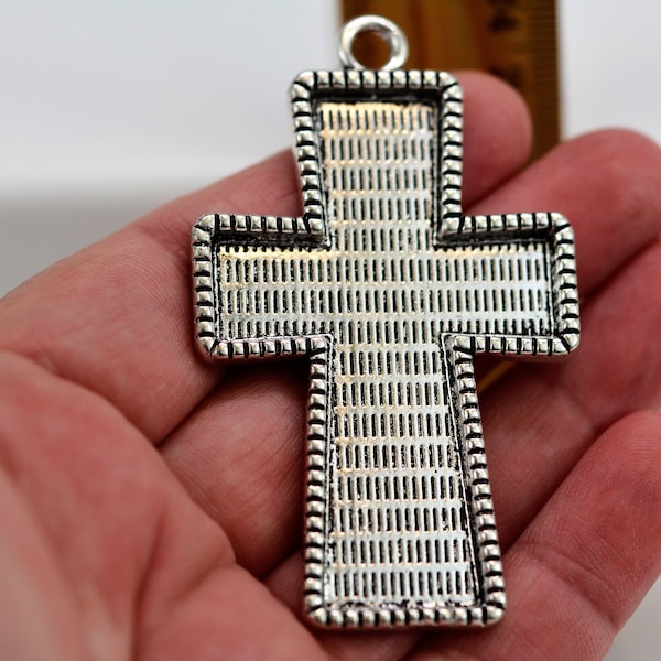 Large Cross Pendant, Bezel Tray Cross Pendant, Resin Tray Cross Pendant, Customization Cross Pendant