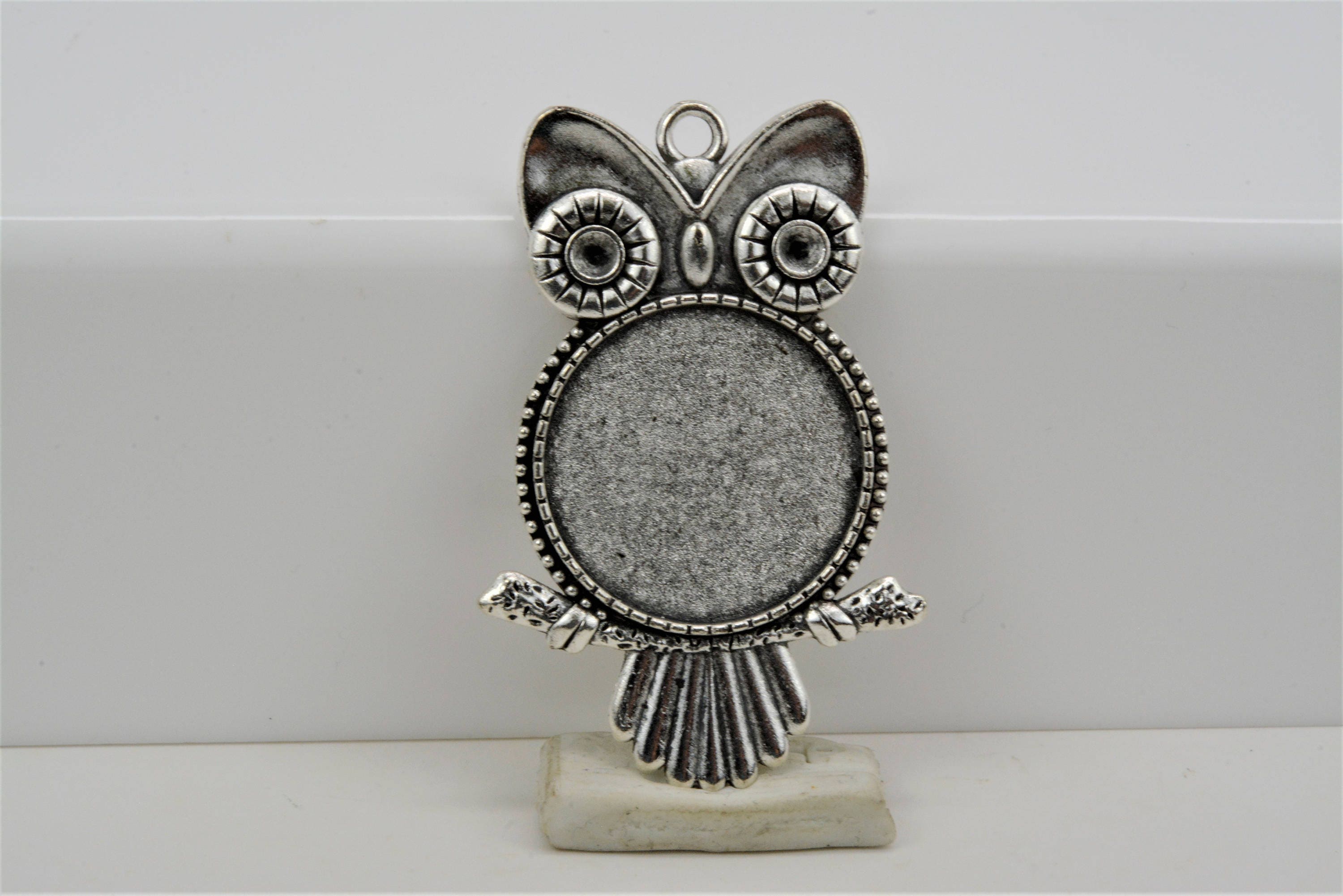 Large Owl Bezel Pendant: DIY Jewelry, Zinc Alloy