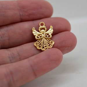 Angel Charm, Matt Gold Angel Charm, Angelic Charm, Matt Silver Angel Charm, set of 5 Angel Charms