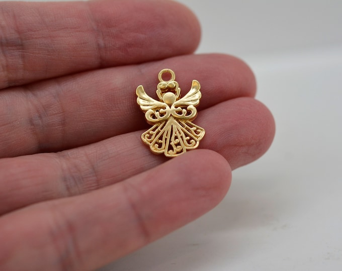 Angel Charm, Matt Gold Angel Charm, Angelic Charm, Matt Silver Angel