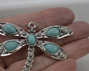 Dragonfly Pendant, Large Dragonfly, Insect Pendant, Metal Dragonfly Pendant, Damselfly Pendant