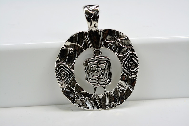 Large Boho Pendant Boho Chic Pendant Hammered Pendant Statement Pendant
