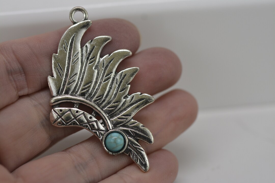 Boho Indian Headdress Pendant, Indian Chief Pendant, Native American ...