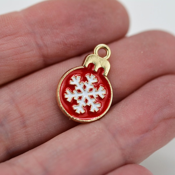 Christmas Charm, Christmas Ornament Charm, Holiday Charm, XMas Charm, XMas Ornament Charm, set of 5 enamel ornament charms