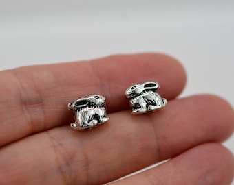 Petit lapin : perles de lapin en alliage de zinc, lot de 10