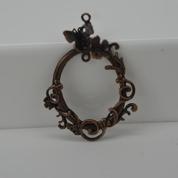 Charm Pendant, Oval Charm Pendant, Victorian Charm Pendant, Antique Copper Charm Pendant